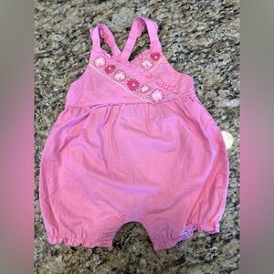 Little Me Pink Floral Embroidered Romper